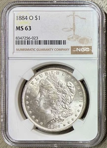 1884-O Morgan Silver Dollar, NGC MS-63, Blast White! - Picture 1 of 2