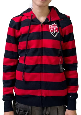Tommy Hilfiger Suéter Sudadera con Capucha Rayas Rojo y Azul Marino Mujer Talla S Foto 1 de 2