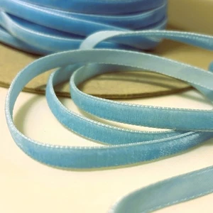 Swiss Velvet Ribbon Nylvalour Single Sided Soft Luxurious Blue 7mm 10 yds - Picture 1 of 2