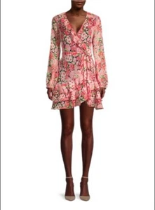 Bardot Pink Ruffle Mini Dress Long Sleeve Sz USA 6 Or Small No Belt - Imagen 1 de 8