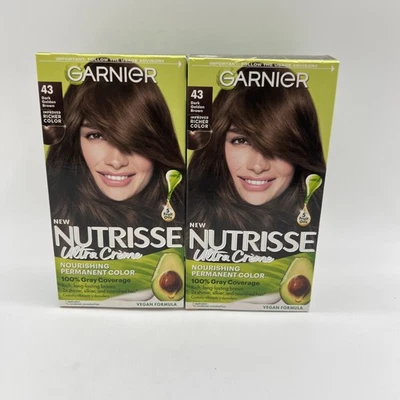Garnier Nutrisse Hair Color #43 Dark Golden Brown Permanent 2 Pack - Image 1 of 4