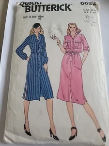 70s Vintage Butterick Pattern 6622 Misses Shirt-dress Size 14 Cut - Picture 1 of 2