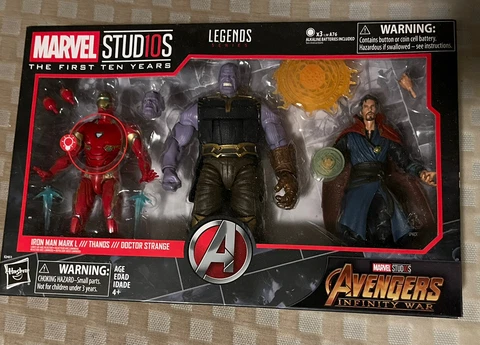 marvel legends 10th anniversary Infinity War 3 Pack: Iron Mark L, Thanos & Dr. S Cover