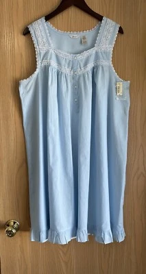 ADONNA | Women’s SZ XL | Blue Embroidered Neck SLEEVELESS Night Gown | NWT - Image 1 of 4