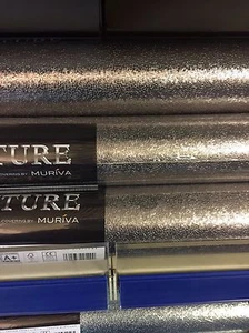 MURIVA Ultra Weight Metallic Foil Vinyl Amelia Texture Gunmetal 701434 - Picture 1 of 2