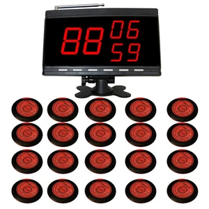 SINGCALL Wireless Table Calling Systems,20 Red Button Table Bells and 1 Receiver - Picture 1 of 10