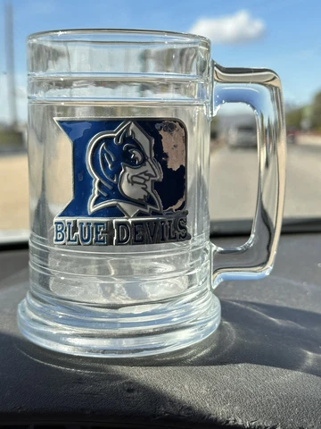 Duke Blue Devils Glass Mug Detailed Pewter Surface Tankard Cover