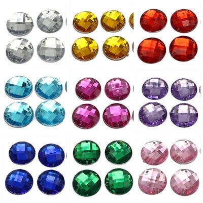 500 Flatback Acrylic Faceted Round Sewing Rhinestone Gems 16mm Sew on beads - Image 1 of 4