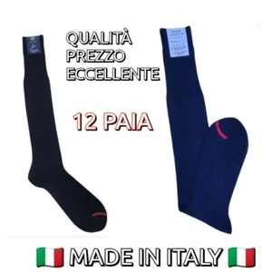 12 paia Calze LUNGHE Uomo 100% Cotone FILO DI SCOZIA NERO BLU calzini 39/42 - Foto 1 di 4