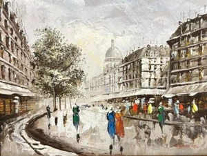 Vintage Original Oil Painting Signed Caprile Paris Parisian Street Scene - Picture 1 of 8