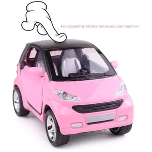 Pink 1:32 Model Car Metal Diecast Toy Vehicle Kids Sound Light For Smart ForTwo - Picture 1 of 4