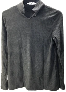 Slinky Brand Women's Knit MockNeck Top Bell Cuffs, Grey, S - Picture 1 of 1