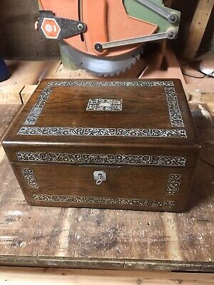 Victorian Travelling Toilet / Writing Box Rosewood With Mother Of Pearl Inlay . • 110£