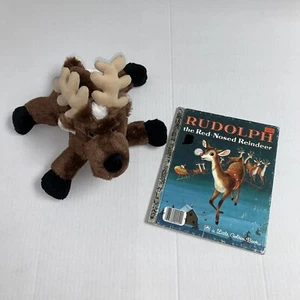 Rudolph the Red-Nosed Reindeer Book (Hardcover 1958) and Reindeer Stuffed Animal - Imagen 1 de 15