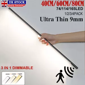 1/2/3/4X LED PIR Motion Sensor Strip Light Cabinet Closet Lamp USB Rechargeable - Picture 1 of 35