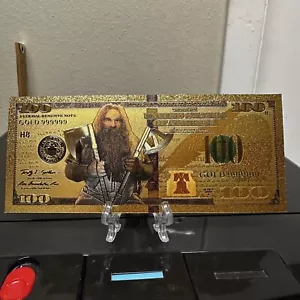 Billete de Gimli El Señor de los Anillos chapado en oro de 24 K coleccionable - Imagen 1 de 2