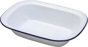 NUOVO PIATTO DA FORNO BISTECCA FALCON TORTA PIATTO DA FORNO SMALTO LATTA OBLUNGO 18CM - Foto 1 di 3