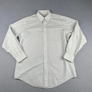 Brooks Brothers 346 Shirt 16 White Plaid Non Iron Button Up Long Sleeve Mens - Picture 1 of 12