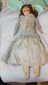 1800'S ANTIQUE TIN AND JOINTED LEATHER 17" TALL DOLL FOR REFURBISH - Picture 1 of 10