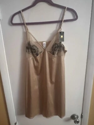 NWT WACOAL SzL FRAGILE DRAMA SHEER EMBROIDERED CUPS CHEMISE NIGHT DRESS SAND - Image 1 of 4