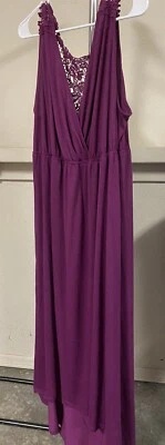 Vestido Faded Glory 3x (22-24) sin mangas Hi-lo MIDI, inserción de ganchillo magenta en la espalda Foto 1 de 4