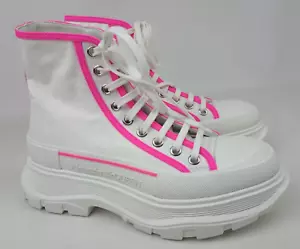 Alexander McQueen Women's Pink White Tread High Top Sneakers Boot Size 40 EU - Picture 1 of 7