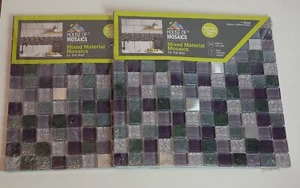 House of Mosaics Mixed Material Mosaics Wall Tile Sheet X2 Purple Tones - Picture 1 of 5