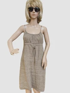 DKNY Vintage Taupe Strappy Shift Brown Linen Dress, 2 - Picture 1 of 14