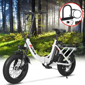Ebike 20" Electric Folding Fat Tire Mountain Snow Beach Bike Bicycle w/Lock - Picture 1 of 12
