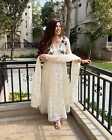Beautiful White Anarkali Kurta Pant Dupatta Set, Indian Designer Salwar Kameez