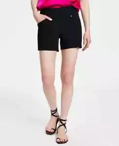 I.n.c. International Concepts Women's Mid Rise Pull-on Shorts, Black SZ 8 - Picture 1 of 4