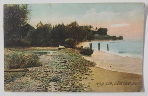 Strandszene Sodus Point, New York (veröffentlicht 1911) Rotograph Co. colorierte Postkarte - Bild 1 von 2