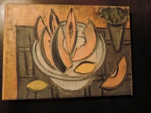 modern CUBIST Still life oil on canvas very nice 30 cm x 22 cm aprox. UNSIGNED - Imagen 1 de 11