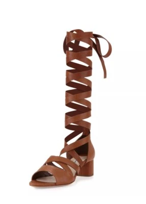 Nuevas Sandalias con Cordones Miu Miu Gladiador Cuero Marrón Talla 38 8 $695 Foto 1 de 4