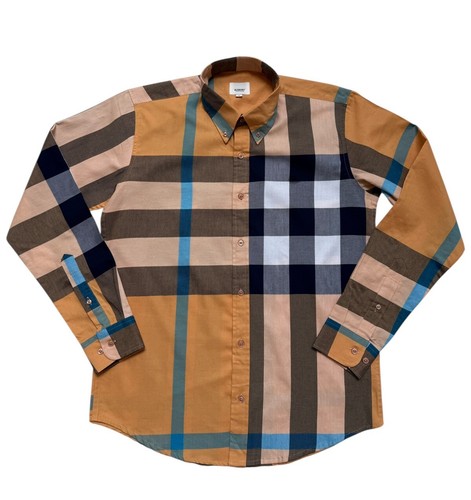 Camicia Burberry Big Kids manica lunga giallo senape cotone a quadri taglia XL