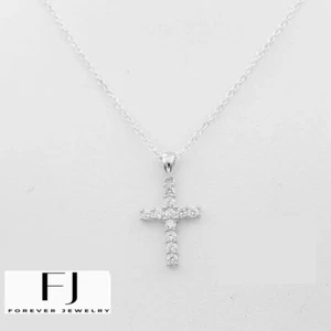 Women's Sterling Silver 925.CZ CROSS 24mm Eternity Pendant 18" Necklace Box - Picture 1 of 3