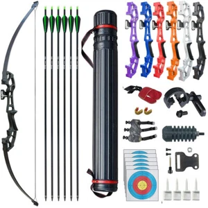 Archery set Adult Takedown Recurve Bow Arrow Set Hunting Target Practice Longbow - Picture 1 of 22