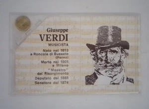 TESSERA GIUSEPPE VERDI CON MONETINA ORO 8 CARATI ANNI '90 - Photo 1/2