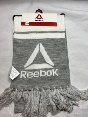 Reebok Bufanda Spellout Unisex Borla Flecos Gris Y Blanco Nuevo EE Foto 1 de 3