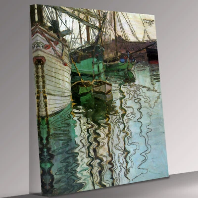 Impresión de cuadro de arte de pared en lienzo Egon Schiele Boats in Port Foto 1 de 4