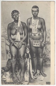 Topless Naked Black South African Zulu Girls w/ Beads & Native Ethnic Decoration - Picture 1 of 2