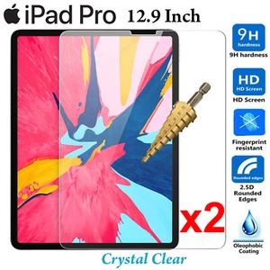 x2 Full Tempered Glass for Apple iPad PRO 12.9 inch screen protector 2018 2019 - Picture 1 of 3