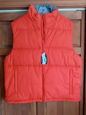 NEW Athletic Works Reversible Puff Vest Gray/Safety Orange Pockets L (42/44) NEW - Image 1 of 4