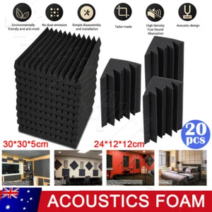 20PCS Acoustic Foam Panels Tiles Studio Home DIY Pro Audio Equipment Sound Proof - Picture 1 of 14