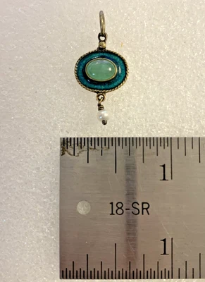 Colgante de plata de ley con borde de esmalte turquesa con piedra verde - 858462 Foto 1 de 4