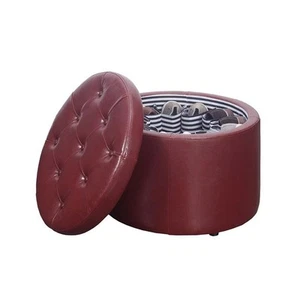 Convenience Concepts Designs4Comfort Round Shoe Ottoman in Red Fabric - Picture 1 of 4