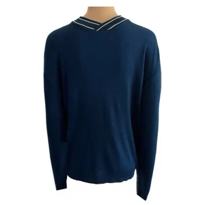 Vintage Sears Ban-Lon Style Sweater 60s Mod Navy Knit Crewneck Sweater - Mens M - Picture 1 of 7