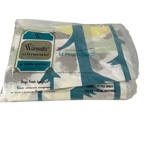 Vintage Wamsutta Ultracale Baumwolle Perkal Spannbettlaken Double/Voll Abstrakt - Bild 1 von 3