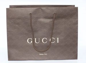 A0 Auth GUCCI Brown Logo Shopping Tote Bag Empty Paper Gift Bag 15" x 11.5" x 6" - Picture 1 of 3
