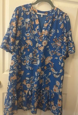 Vestido para mujer mediano concepto colectivo azul forrado floral por encima de la rodilla Foto 1 de 4